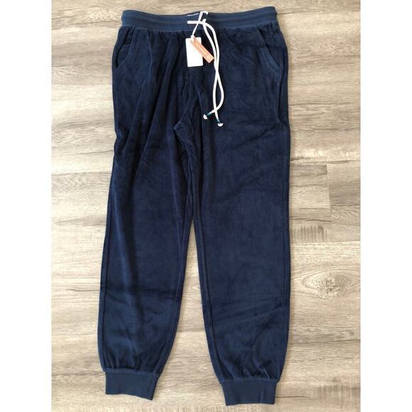 Marine Layer Moonlight Velour Joggers Drawstring Waist Sweatpants Navy NWT M - Picture 3 of 8